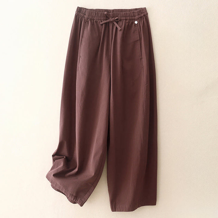 Buddha Stones Damen Haremshose aus Baumwolle mit Taschen, einfarbig, Länge 7–8 - Dunkelrot - US 8-10, UK/AU 12-14, EU 40-42 (2XL) - image 5