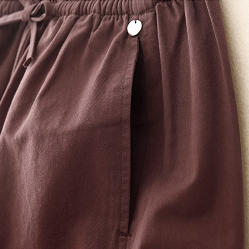 Buddha Stones Damen Haremshose aus Baumwolle mit Taschen, einfarbig, Länge 7–8 - image 10