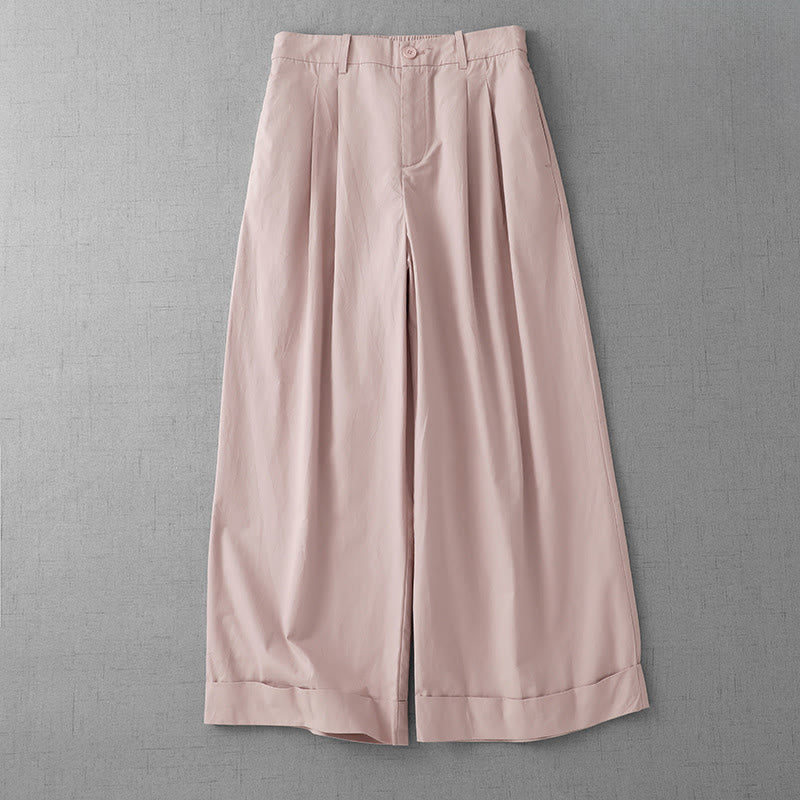 Buddha Stones Lässige, schlichte Damenhose aus Polyester in den Längen 7–8 mit weitem Bein und Taschen - MistyRose - US14， UK/AU18，EU46 (2XL) - image 0
