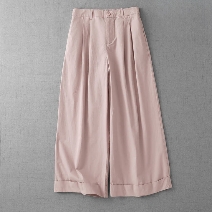 Buddha Stones Lässige, schlichte Damenhose aus Polyester in den Längen 7–8 mit weitem Bein und Taschen - MistyRose - US14， UK/AU18，EU46 (2XL) - image 0
