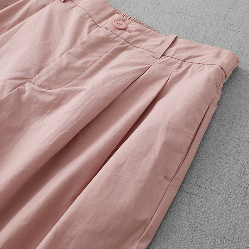 Buddha Stones Lässige, schlichte Damenhose aus Polyester in den Längen 7–8 mit weitem Bein und Taschen - image 3