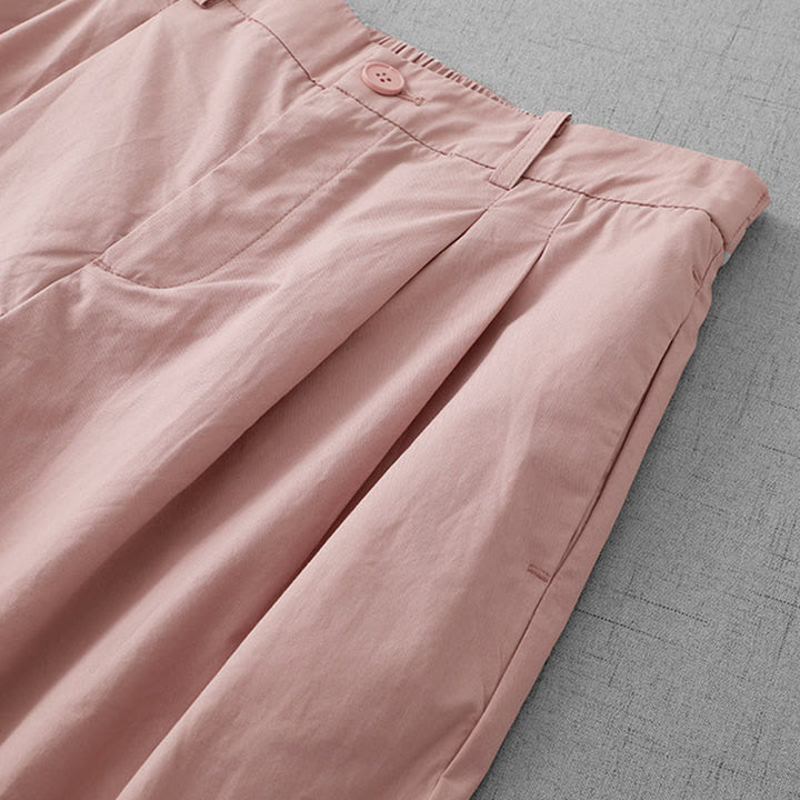 Buddha Stones Lässige, schlichte Damenhose aus Polyester in den Längen 7–8 mit weitem Bein und Taschen - image 3
