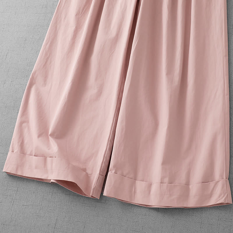 Buddha Stones Lässige, schlichte Damenhose aus Polyester in den Längen 7–8 mit weitem Bein und Taschen - image 4