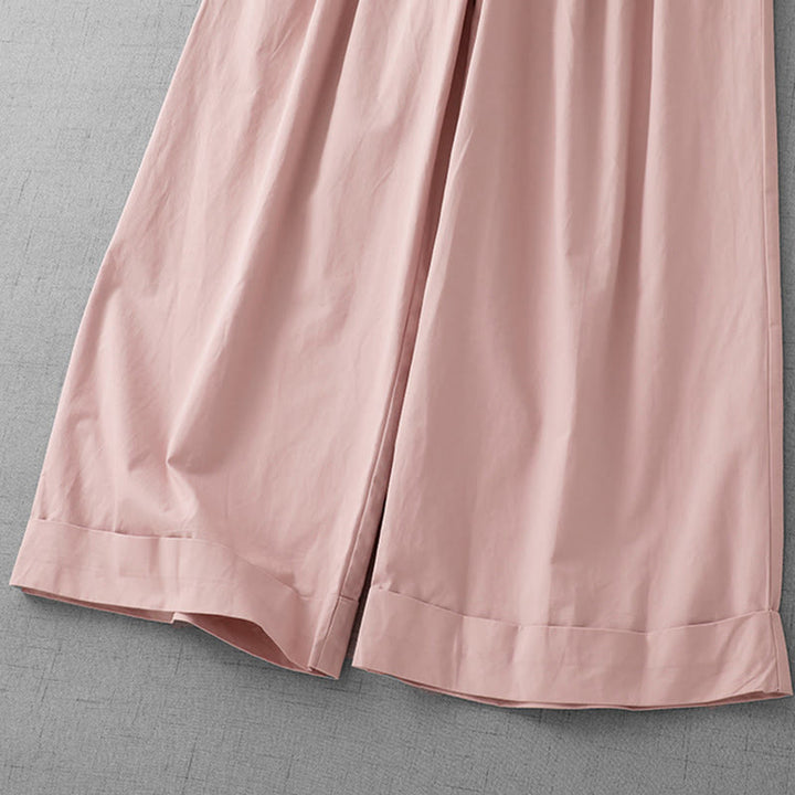 Buddha Stones Lässige, schlichte Damenhose aus Polyester in den Längen 7–8 mit weitem Bein und Taschen - image 4