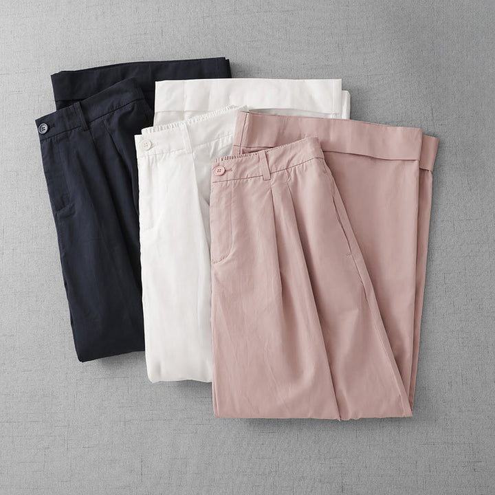 Buddha Stones Lässige, schlichte Damenhose aus Polyester in den Längen 7–8 mit weitem Bein und Taschen - image 20