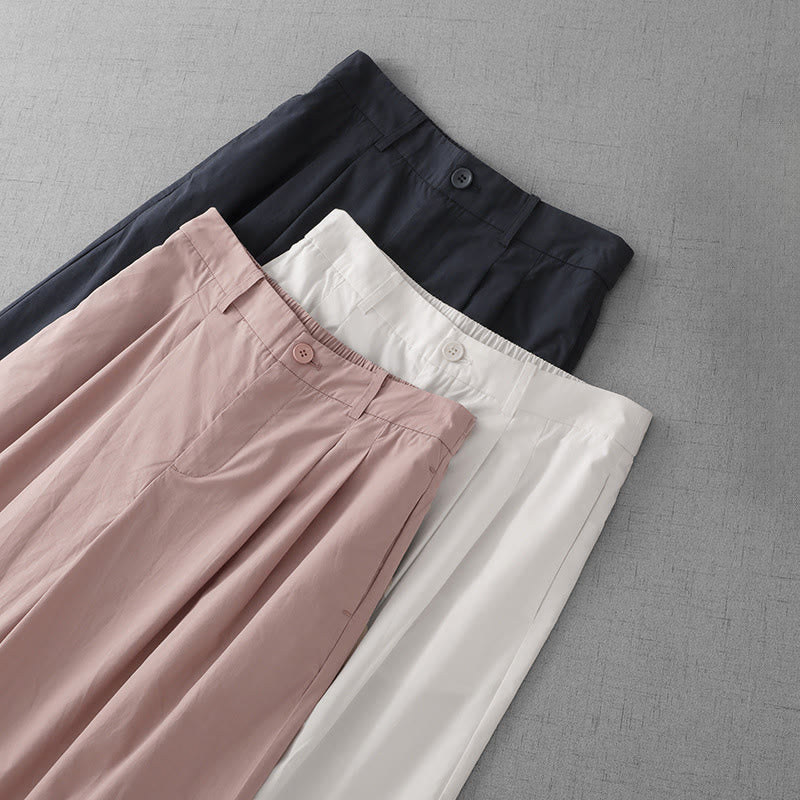 Buddha Stones Lässige, schlichte Damenhose aus Polyester in den Längen 7–8 mit weitem Bein und Taschen - image 18