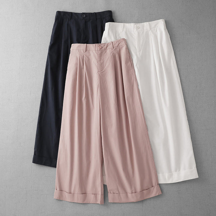 Buddha Stones Lässige, schlichte Damenhose aus Polyester in den Längen 7–8 mit weitem Bein und Taschen - image 17