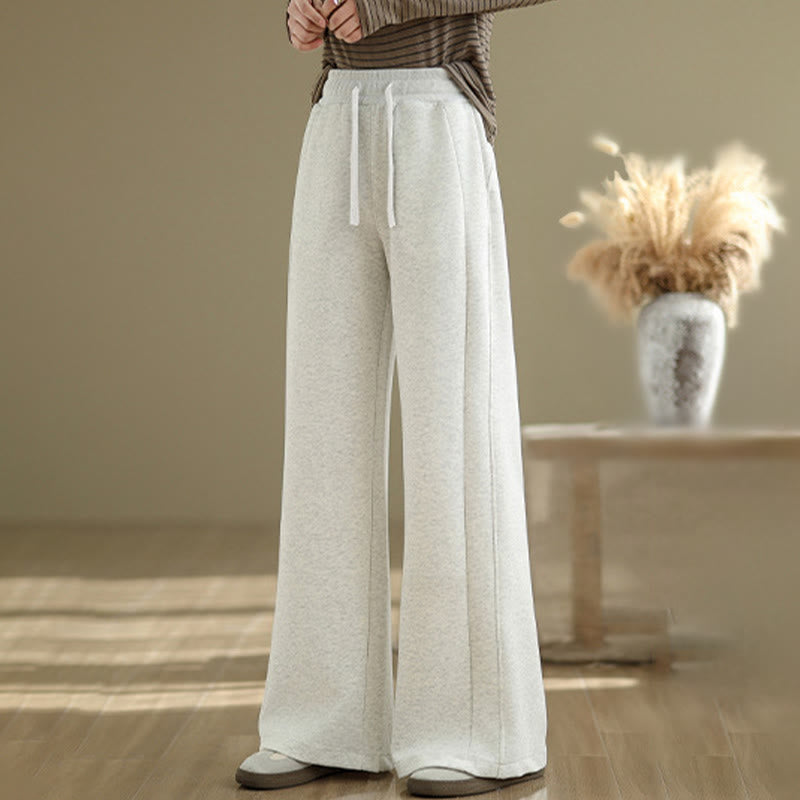 Buddha Stones Lässige, schlichte Damenhose aus Baumwolle mit weitem Bein und Taschen - image 2