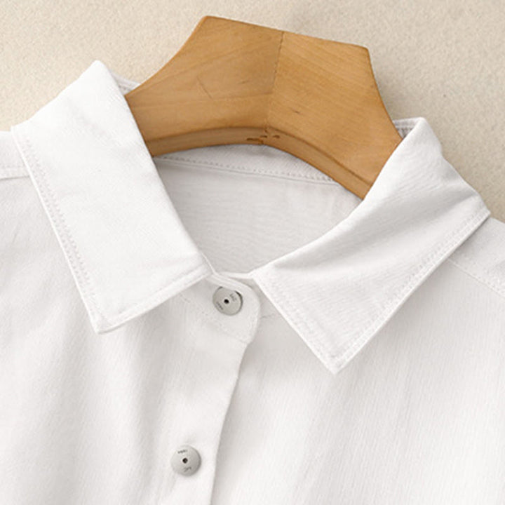 Buddha Stones Lässiges Damen-Shirt mit Stehkragen und langen Ärmeln, schlichtes Baumwollhemd - image 11