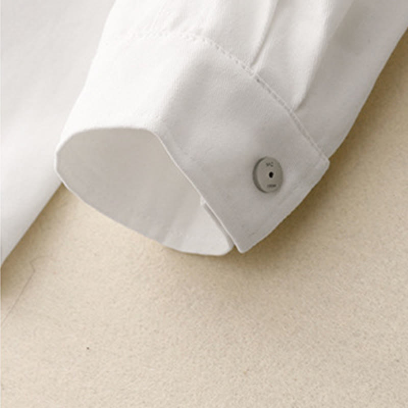 Buddha Stones Lässiges Damen-Shirt mit Stehkragen und langen Ärmeln, schlichtes Baumwollhemd - image 13