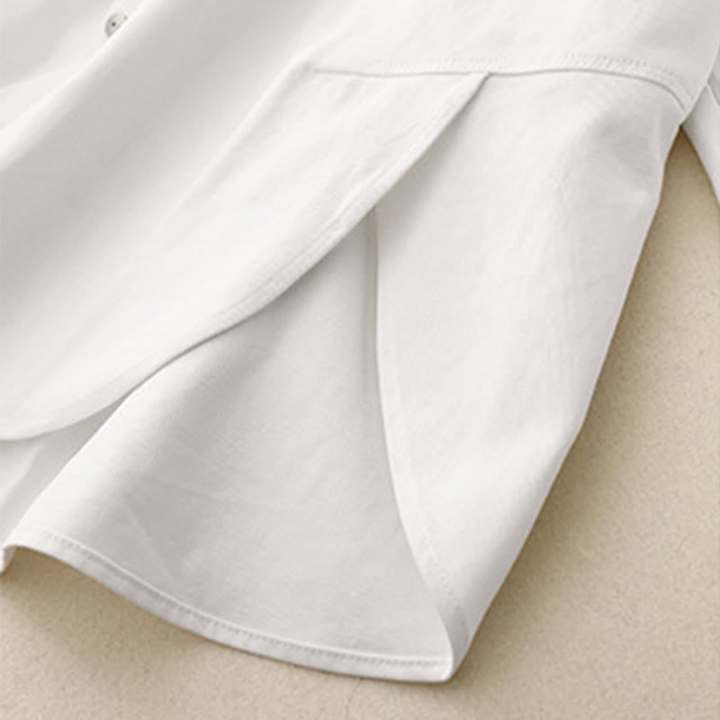Buddha Stones Lässiges Damen-Shirt mit Stehkragen und langen Ärmeln, schlichtes Baumwollhemd - image 14