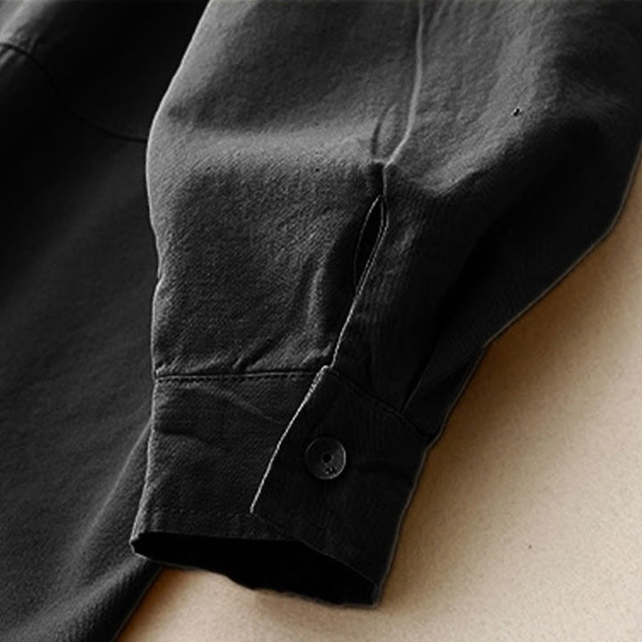 Buddha Stones Lässiges Damen-Shirt mit Stehkragen und langen Ärmeln, schlichtes Baumwollhemd - image 19