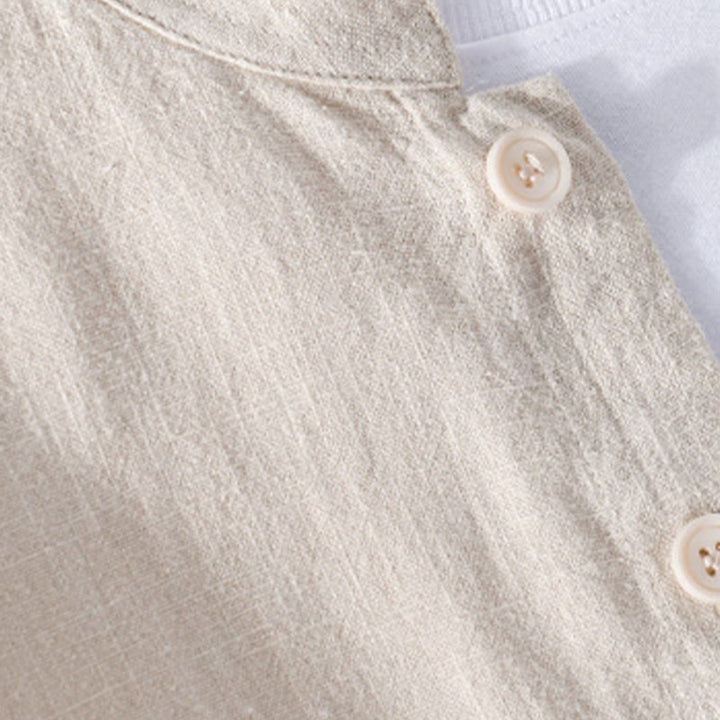 Buddha Stones Solid Langarm Button Down Ramie Baumwolle Herrenhemden mit Taschen - image 11