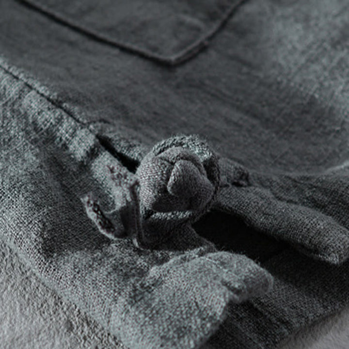 Buddha Stones Solid Langarm Button Down Ramie Baumwolle Herrenhemden mit Taschen - image 7