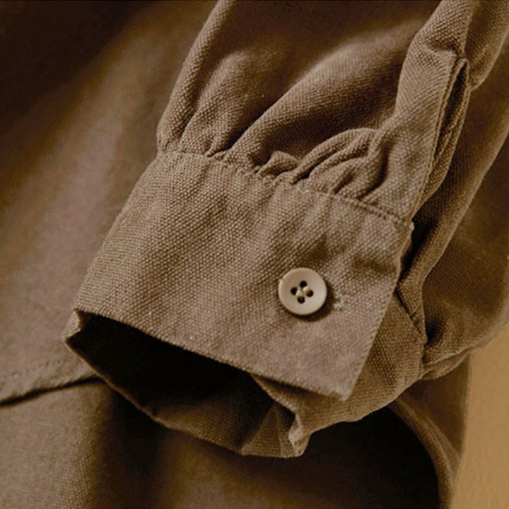 Buddha Stones Casual Buttons Design Damen Stehkragen Langarm Baumwollhemd - image 18