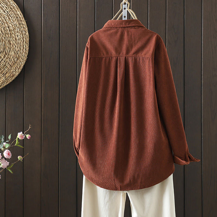Buddha Stones Corduroy Damen-Baumwoll-Langarmjacke mit Taschen - image 2