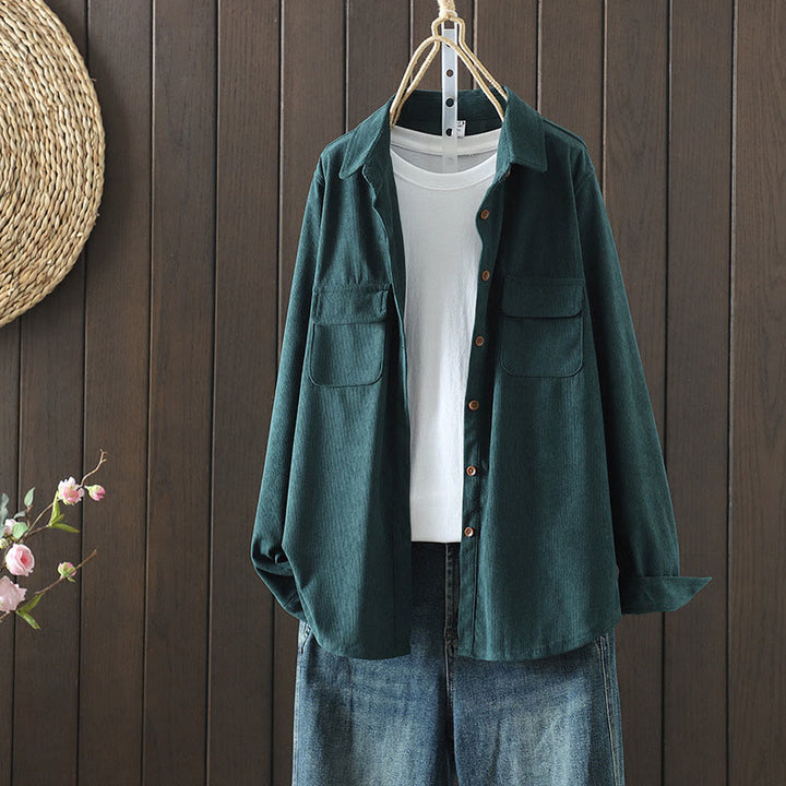 Buddha Stones Corduroy Damen-Baumwoll-Langarmjacke mit Taschen - DunkelSchiefergrau - US8-10， UK/AU12-14，EU40-42 (2XL) - image 18