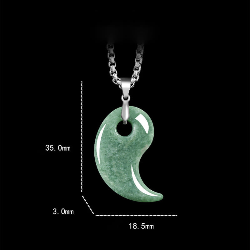 Buddha Stones 925 Sterling Silber Tropfendesign Jade Titan Stahl Kette Halskette Glücksanhänger - image 2