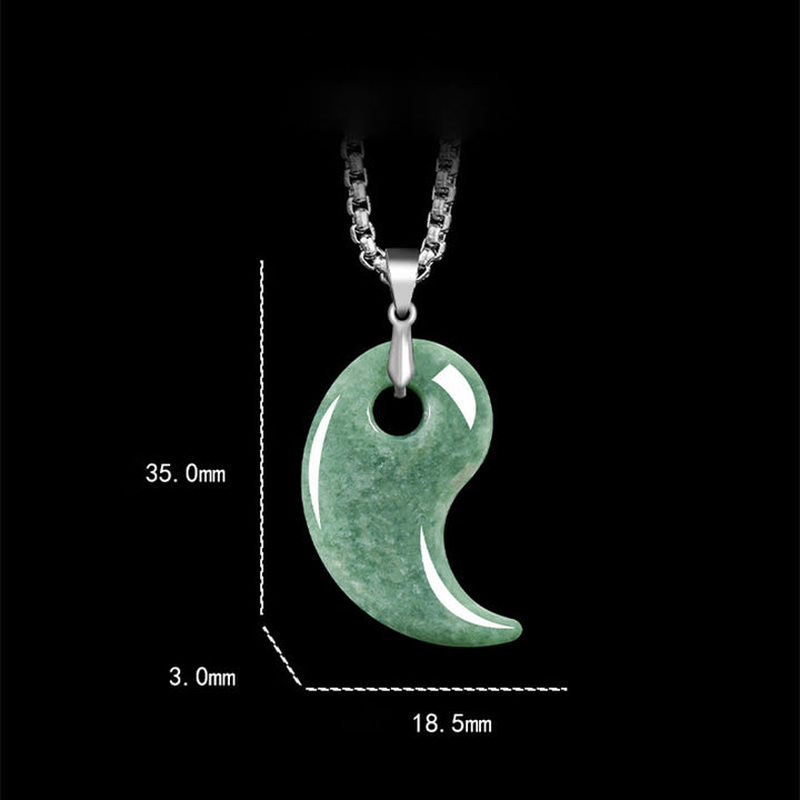 Buddha Stones 925 Sterling Silber Tropfendesign Jade Titan Stahl Kette Halskette Glücksanhänger - image 2