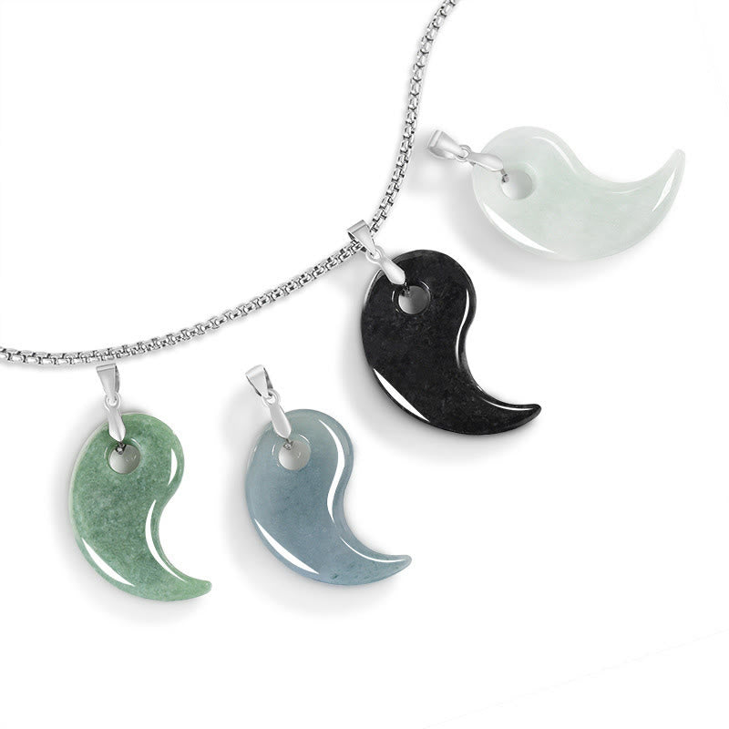 Buddha Stones 925 Sterling Silber Tropfendesign Jade Titan Stahl Kette Halskette Glücksanhänger - image 10