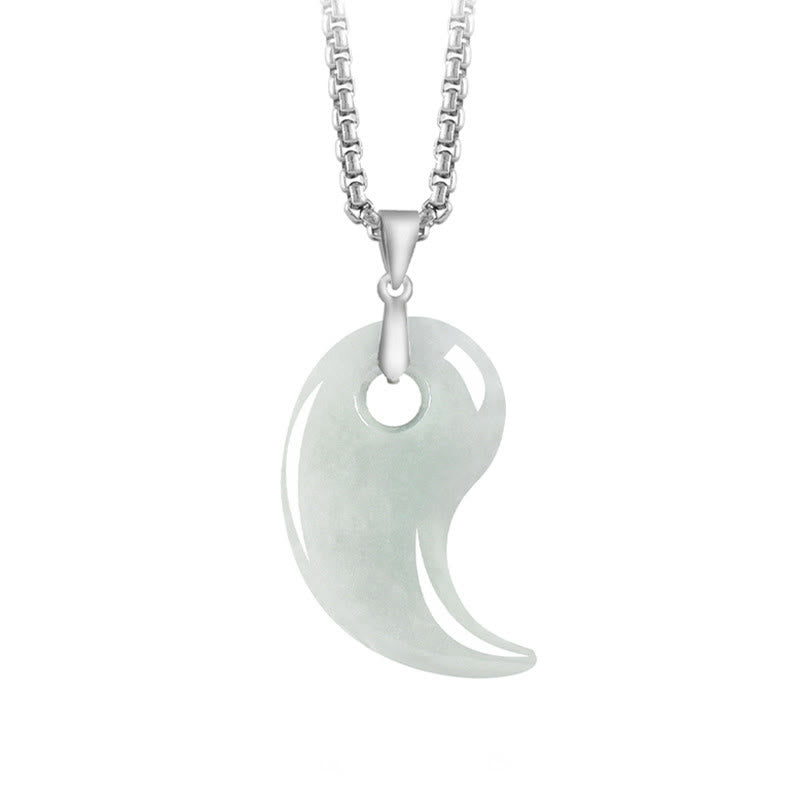 Buddha Stones 925 Sterling Silber Tropfendesign Jade Titan Stahl Kette Halskette Glücksanhänger - Azurblau - Jade - image 7