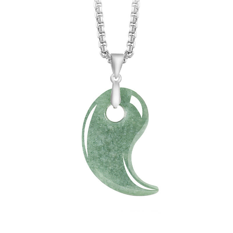 Buddha Stones 925 Sterling Silber Tropfendesign Jade Titan Stahl Kette Halskette Glücksanhänger - MittelMeergrün - Jade - image 0