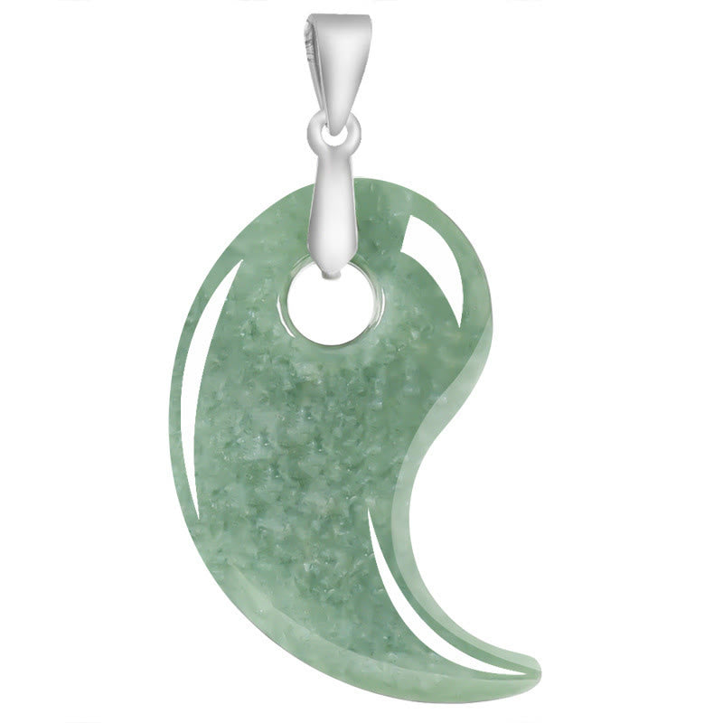 Buddha Stones 925 Sterling Silber Tropfendesign Jade Titan Stahl Kette Halskette Glücksanhänger - image 1