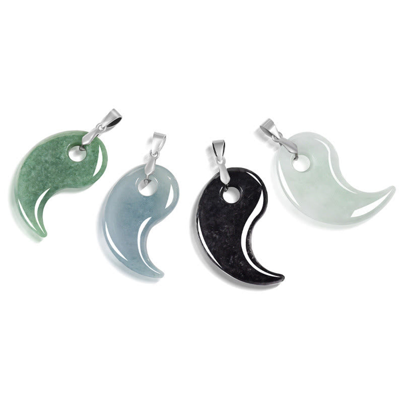 Buddha Stones 925 Sterling Silber Tropfendesign Jade Titan Stahl Kette Halskette Glücksanhänger - image 11