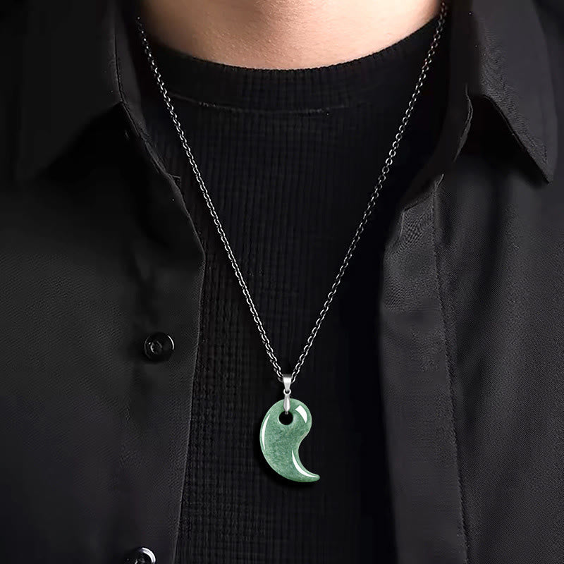 Buddha Stones 925 Sterling Silber Tropfendesign Jade Titan Stahl Kette Halskette Glücksanhänger - image 3