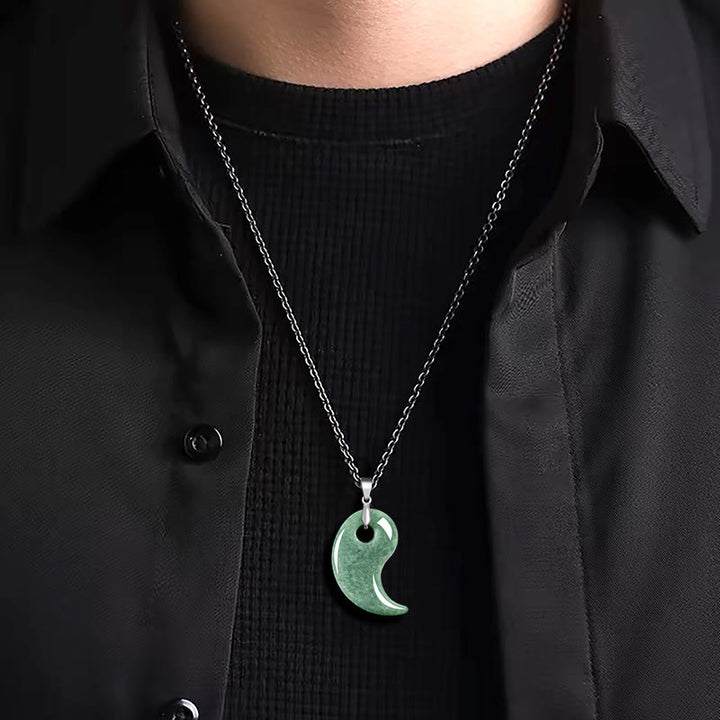 Buddha Stones 925 Sterling Silber Tropfendesign Jade Titan Stahl Kette Halskette Glücksanhänger - image 3