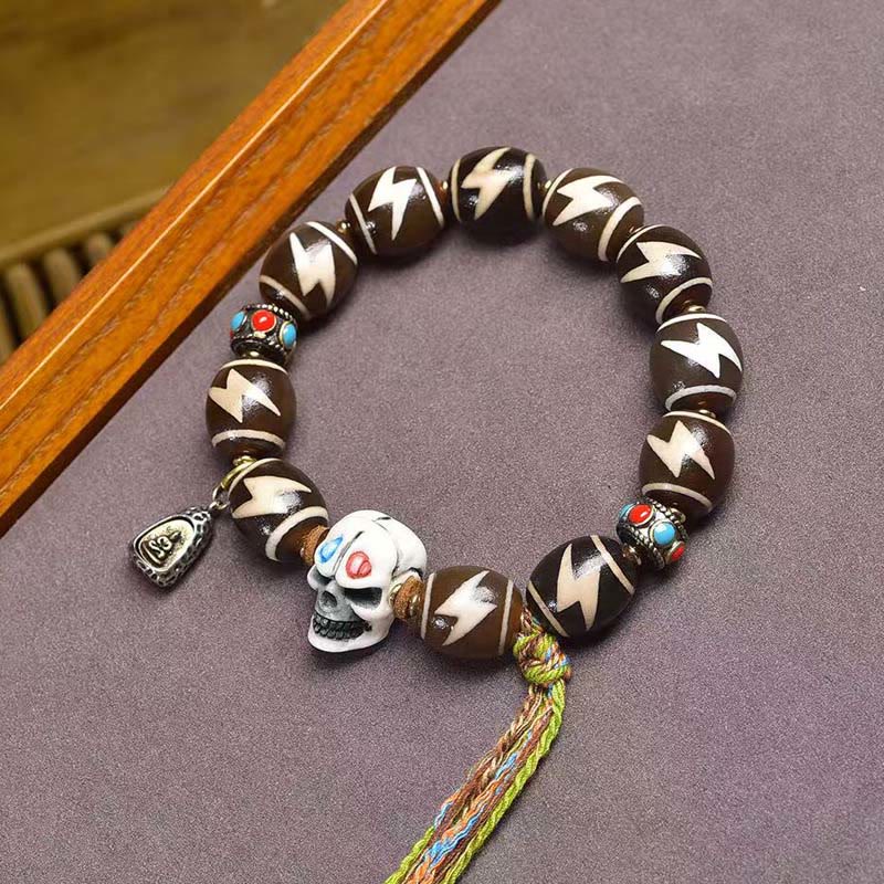 Buddha Stones Tibetan Lightning Treasure Vase Dzi Bead Der Herr der Leichenwald-Kraftarmband - Dzi-Perle (Handgelenkumfang: 16–17 cm) - image 0