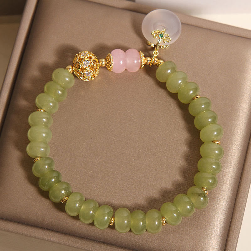 Buddha Stones Natürliche Peace Schnalle Bedeutung Jade Rosenquarz Glück Armband - image 5