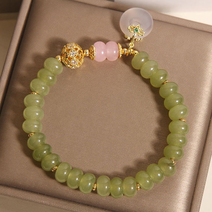 Buddha Stones Natürliche Peace Schnalle Bedeutung Jade Rosenquarz Glück Armband - image 5