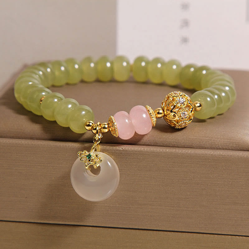 Buddha Stones Natürliche Peace Schnalle Bedeutung Jade Rosenquarz Glück Armband - image 1
