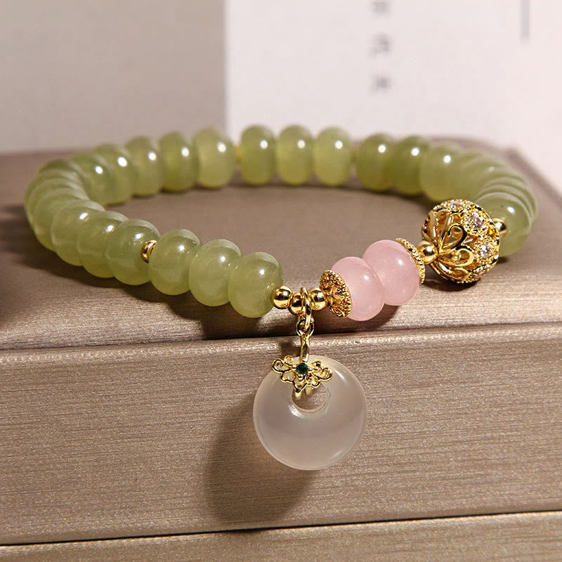 Buddha Stones Natürliche Peace Schnalle Bedeutung Jade Rosenquarz Glück Armband - image 2
