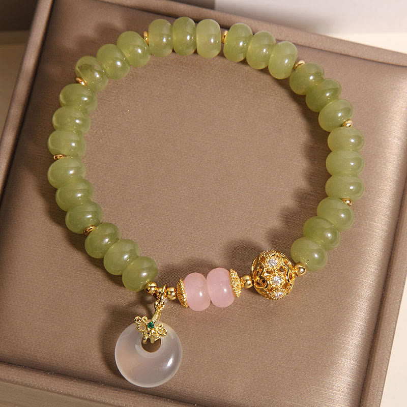 Buddha Stones Natürliche Peace Schnalle Bedeutung Jade Rosenquarz Glück Armband - image 4