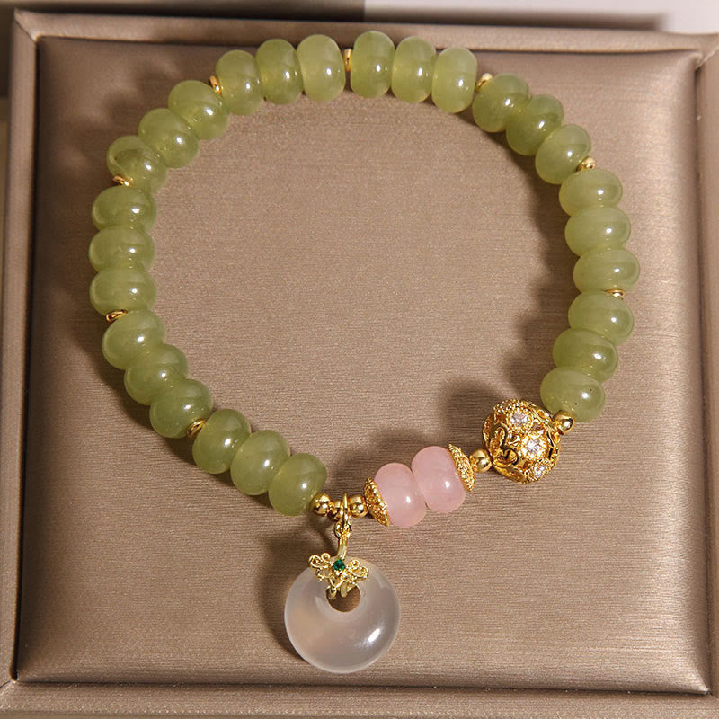 Buddha Stones Natürliche Peace Schnalle Bedeutung Jade Rosenquarz Glück Armband - image 3