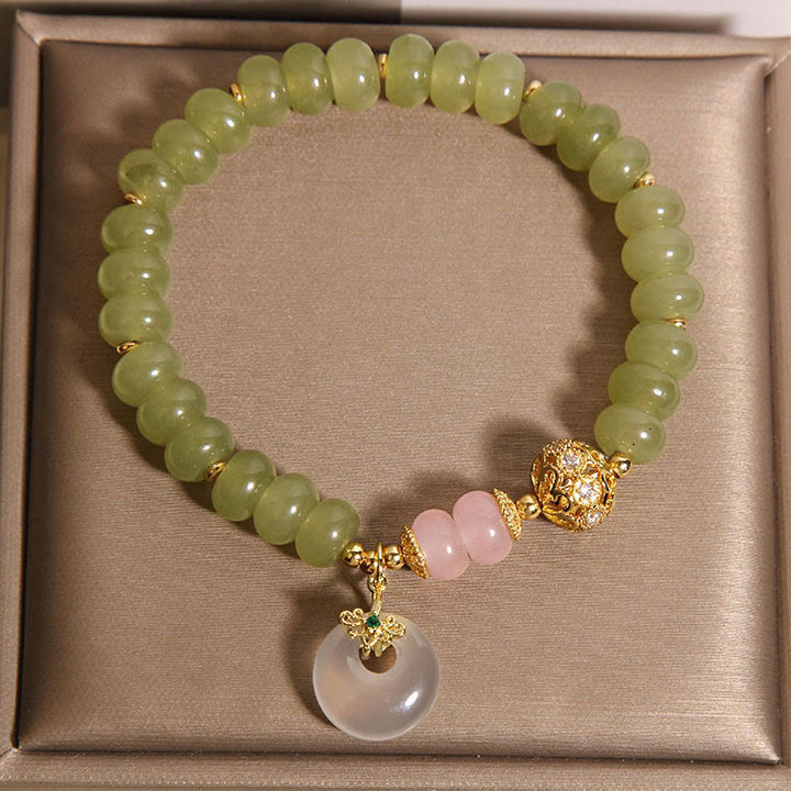 Buddha Stones Natürliche Peace Schnalle Bedeutung Jade Rosenquarz Glück Armband - image 3