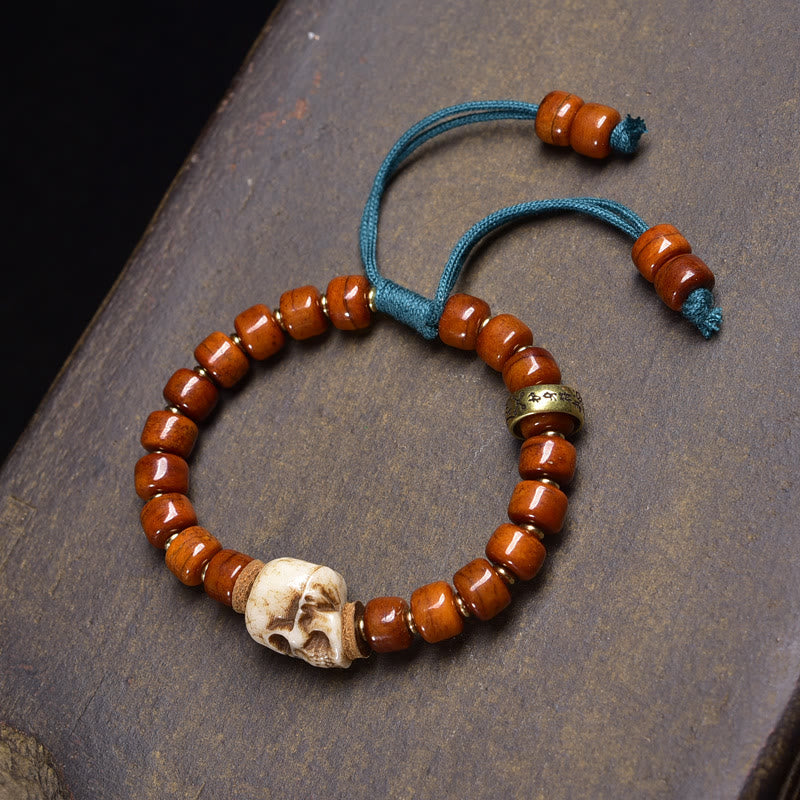 Buddha Stones, Tibet-Knochenperlen, Kokosnussschale, „Der Herr des Leichenwaldes“, Glücksarmband - Totenkopf-Perlen aus Knochen (Handgelenkumfang: 16–17 cm) - image 1