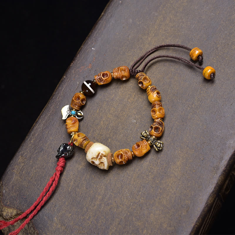 Buddha Stones, Tibet-Knochenperlen, Kokosnussschale, „Der Herr des Leichenwaldes“, Glücksarmband - Totenköpfe (Handgelenkumfang: 16–17 cm) - image 5
