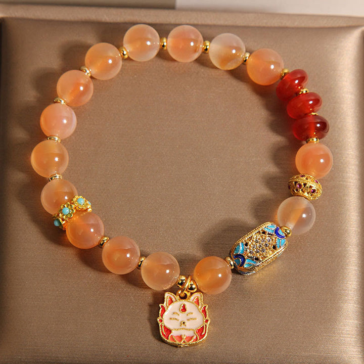 Buddha Stones Natürlicher neunschwänziger Fuchs Orange Candy Achat Heilungsarmband - image 4