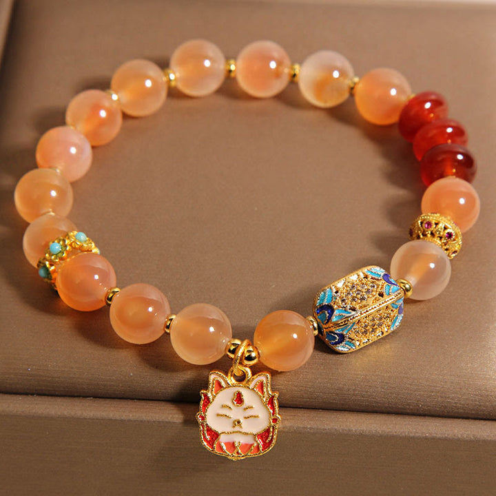 Buddha Stones Natürlicher neunschwänziger Fuchs Orange Candy Achat Heilungsarmband - image 3