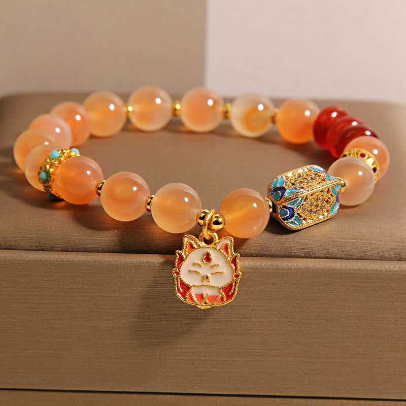 Buddha Stones Natürlicher neunschwänziger Fuchs Orange Candy Achat Heilungsarmband - Candy-Achat (Handgelenkumfang: 15–17 cm) - image 0