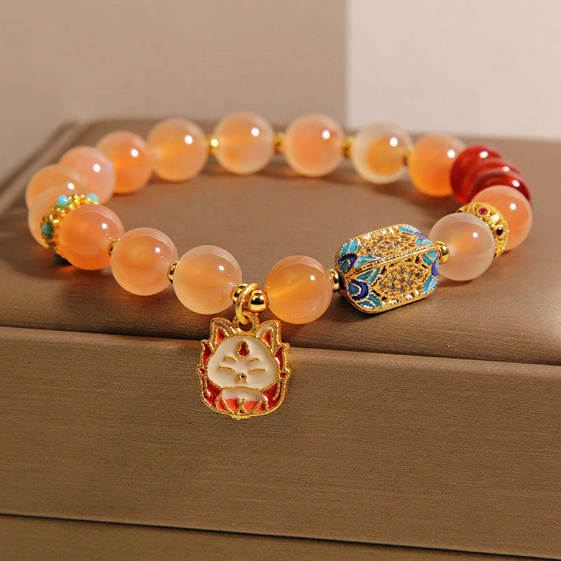 Buddha Stones Natürlicher neunschwänziger Fuchs Orange Candy Achat Heilungsarmband - image 2