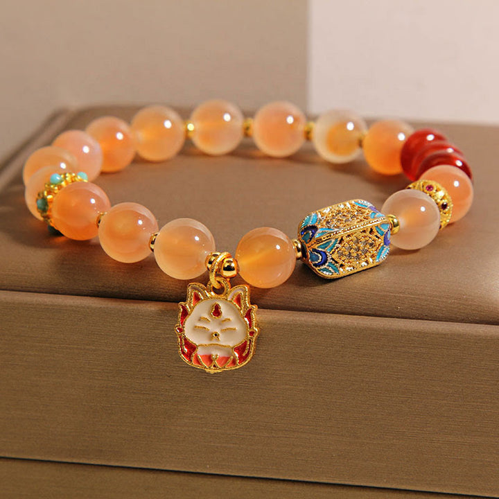 Buddha Stones Natürlicher neunschwänziger Fuchs Orange Candy Achat Heilungsarmband - image 2