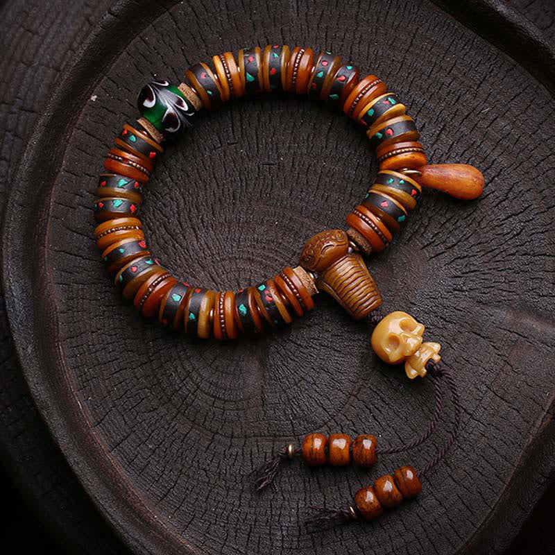 Buddha Stones, Tibet-Knochenperlen, „Der Herr des Leichenwaldes“, Erinnerungen an unsere Vergänglichkeit, Armband - image 1