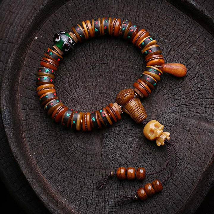 Buddha Stones, Tibet-Knochenperlen, „Der Herr des Leichenwaldes“, Erinnerungen an unsere Vergänglichkeit, Armband - image 1