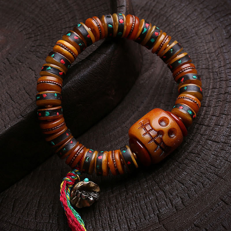Buddha Stones, Tibet-Knochenperlen, „Der Herr des Leichenwaldes“, Erinnerungen an unsere Vergänglichkeit, Armband - image 7