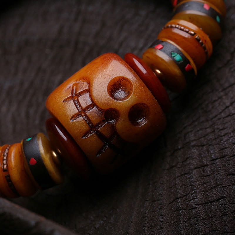 Buddha Stones, Tibet-Knochenperlen, „Der Herr des Leichenwaldes“, Erinnerungen an unsere Vergänglichkeit, Armband - image 8