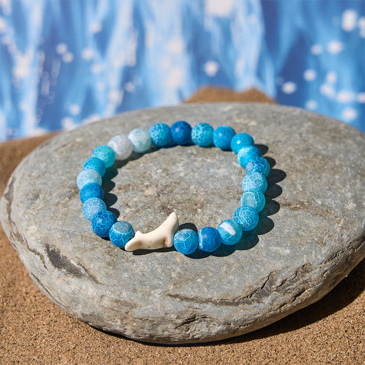 Buddha Stones Armband aus Naturstein, Delfin, Crackle-Achat und Turmalin, Mut - image 2